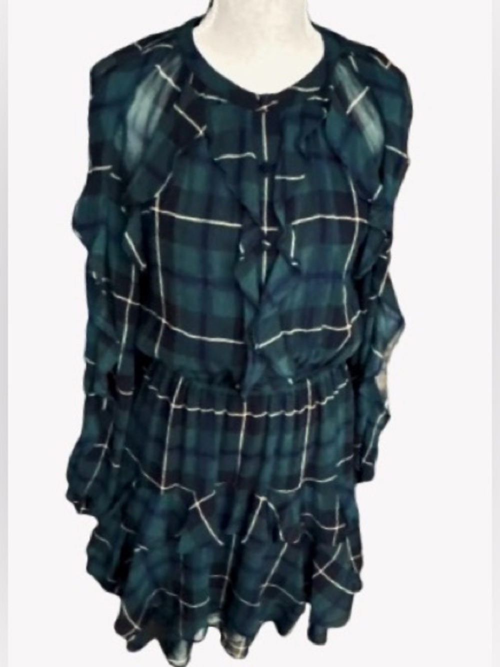 Plaid RALPH LAUREN Sheer Designer Dress Skirt Sheer Preppy Extra Small Logo Sz 2